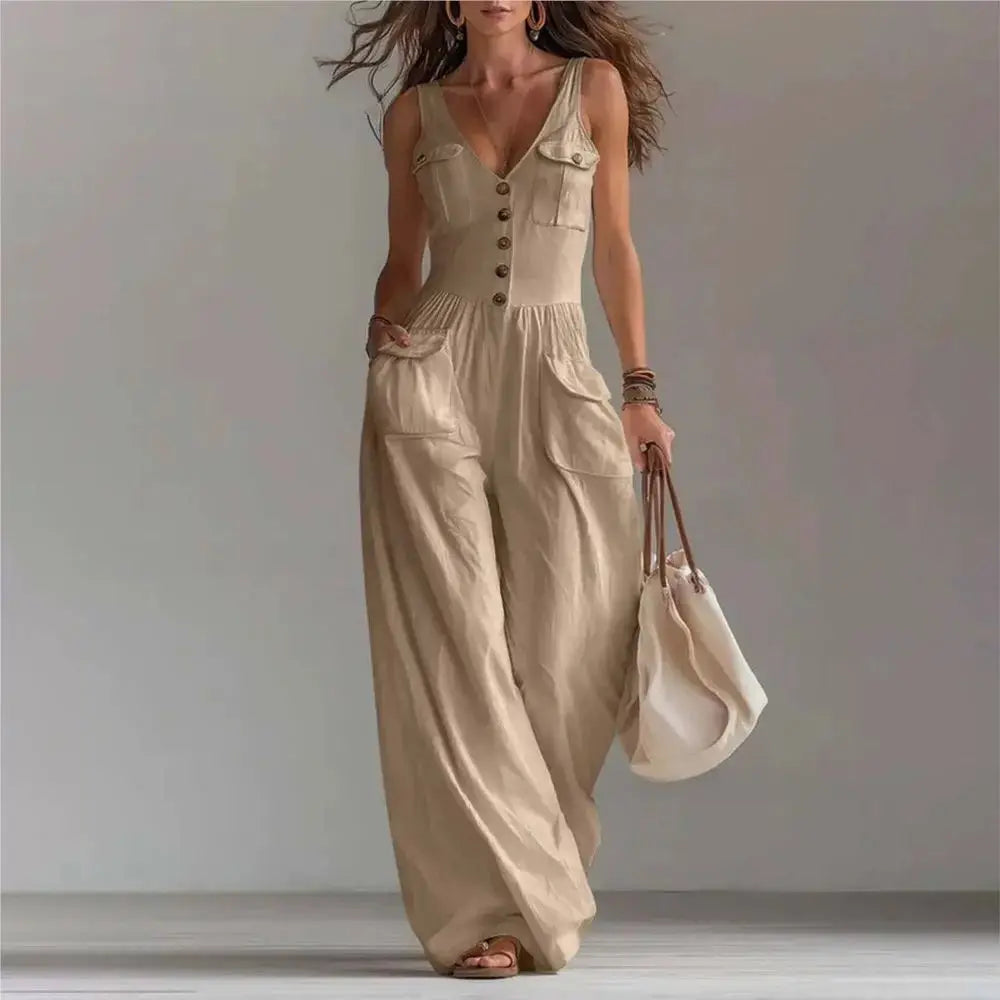 Marvella™ Jumpsuit mit V-Ausschnitt und Palazzo-Hose