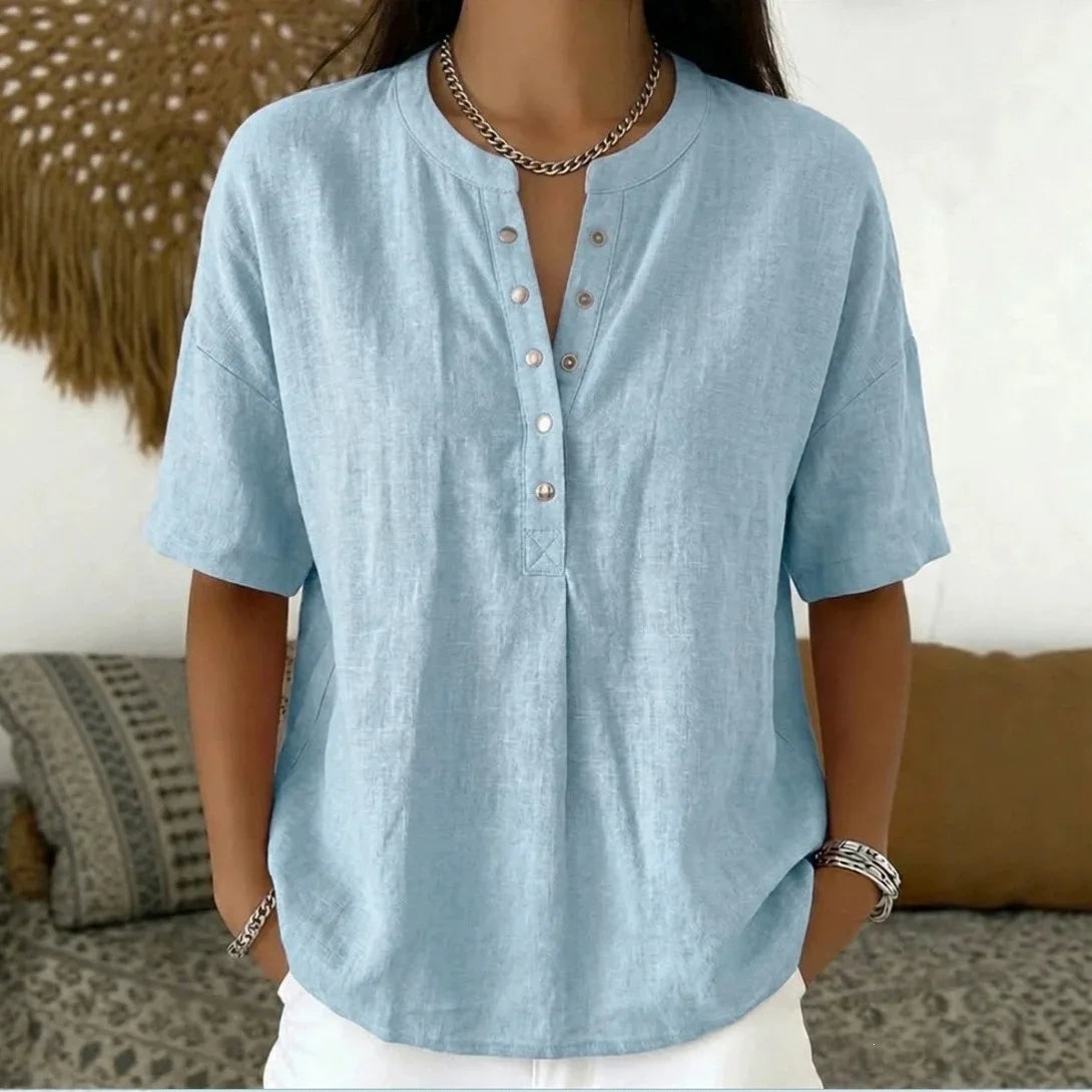 Bluse Ambrina™ mit Zarten Knöpfen am Ausschnitt und Lockerem Schnitt