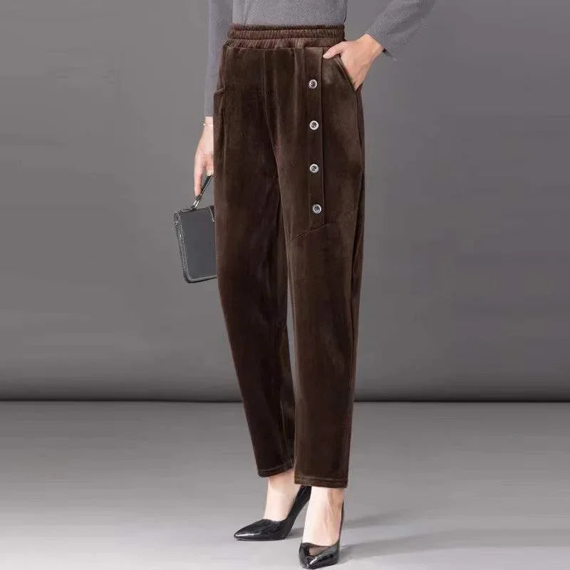 Lünelle™ Samtgefütterte Hose mit Zierknöpfen / Gemütlichkeit und Stil an kalten Tagen!