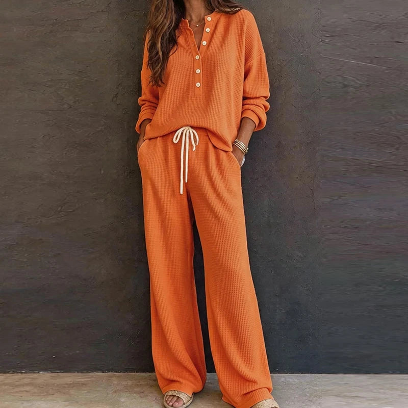 Set Norderney™ mit strukturiertem Knopfoberteil und weiter Hose