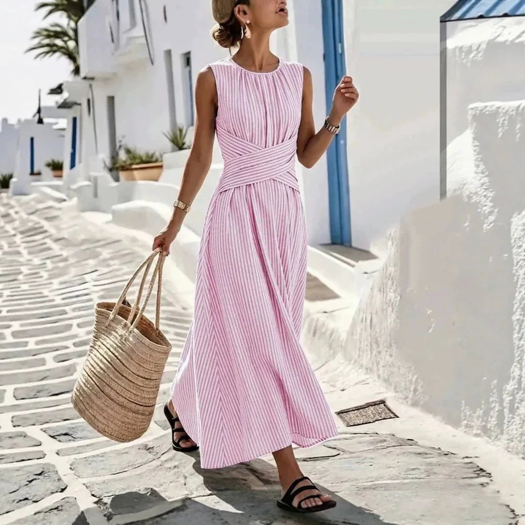 Kleid Alessine™ mit Vertikalen Streifen und Wickeldetail an der Taille