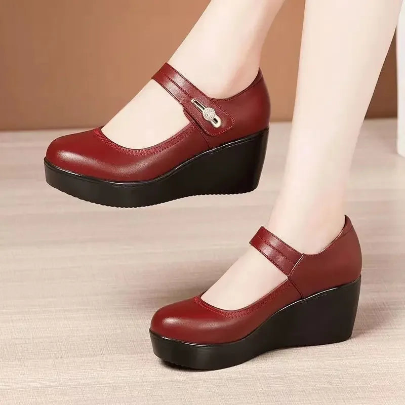 Mary™ Plateau-Absatzschuhe mit verstellbarem Verschluss
