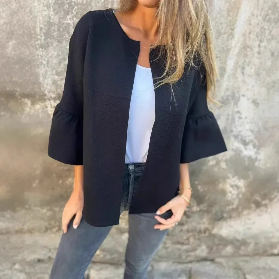 LineaLuxe™ - Strickjacke aus Festem Strick mit Voluminösen Ärmeln und Minimalistischem Schnitt / Zeitlose Eleganz mit Viel Leichtigkeit!