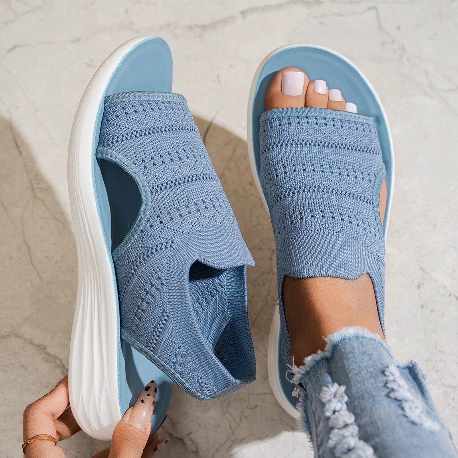 Nuvia™ Plateau-Sandalen Mit Ajour-Obermaterial Und Seitlicher Öffnung