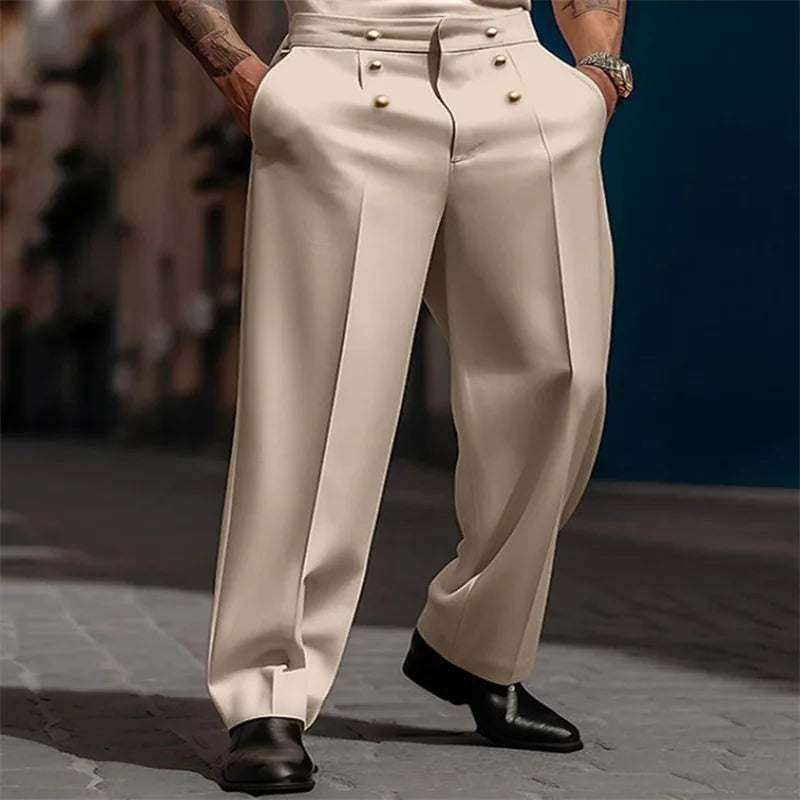 Marten™ Hose mit hoher Taille, Bundfalten und Metallknöpfen