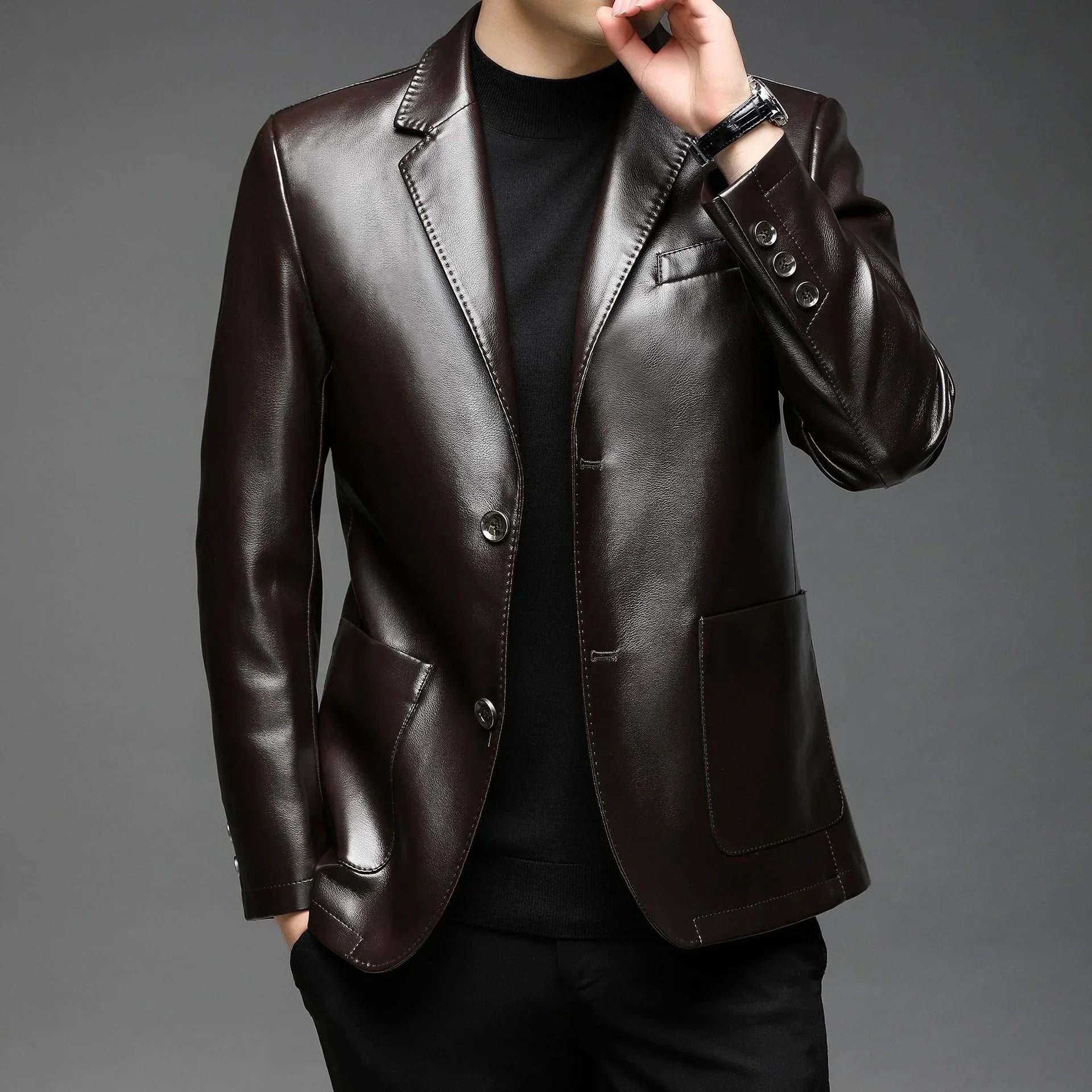 Mikkel™ Lederjacke im Blazer-Stil aus Premium-Leder mit minimalistischem Design