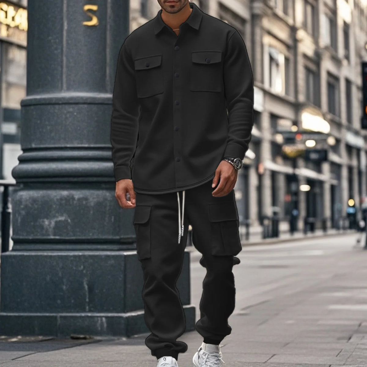 Set Henning™ aus Sweatstoff mit Langarmhemd und Cargo-Hose
