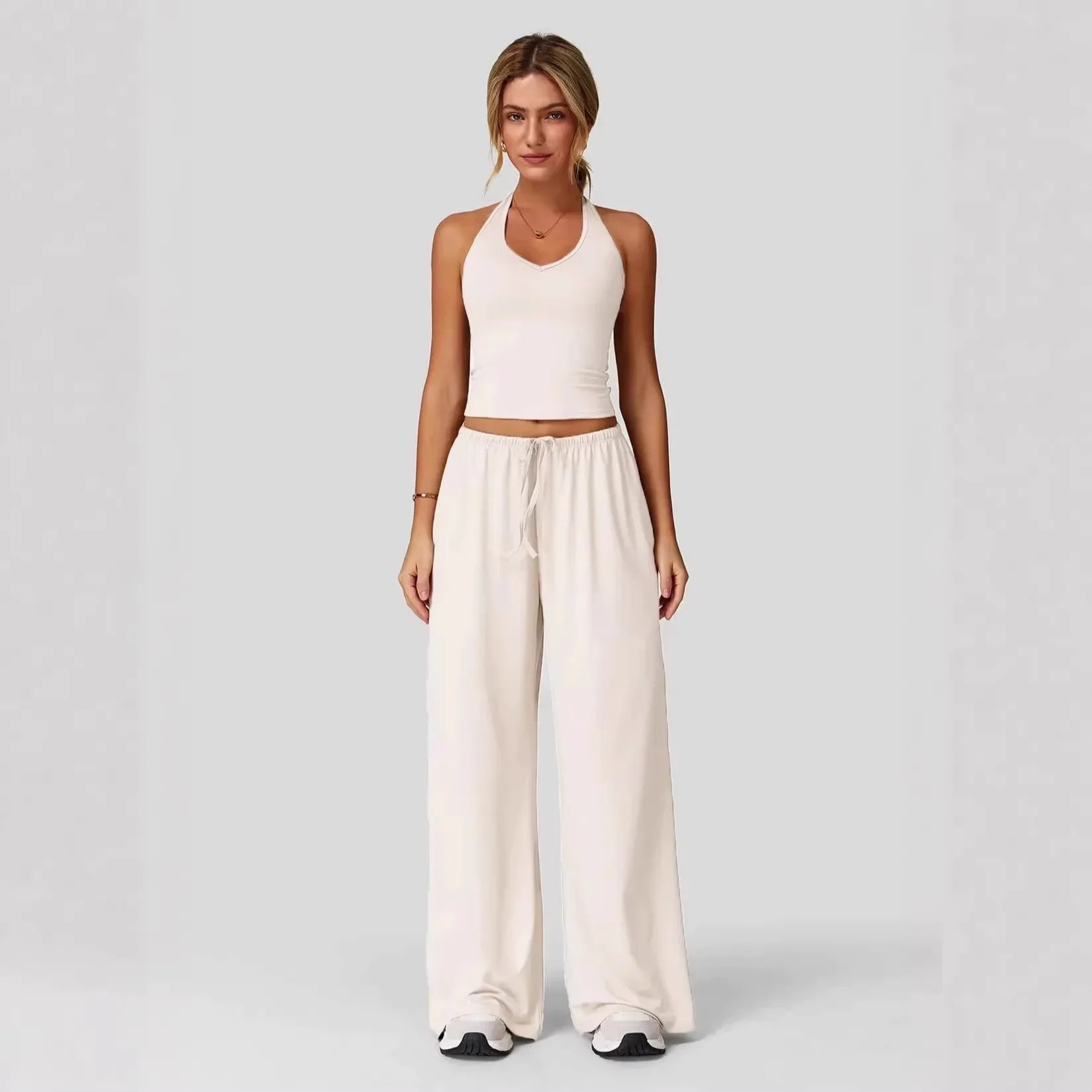 Lunary™ Set Mit Minimalistischem Top und Fließender Pantalonhose