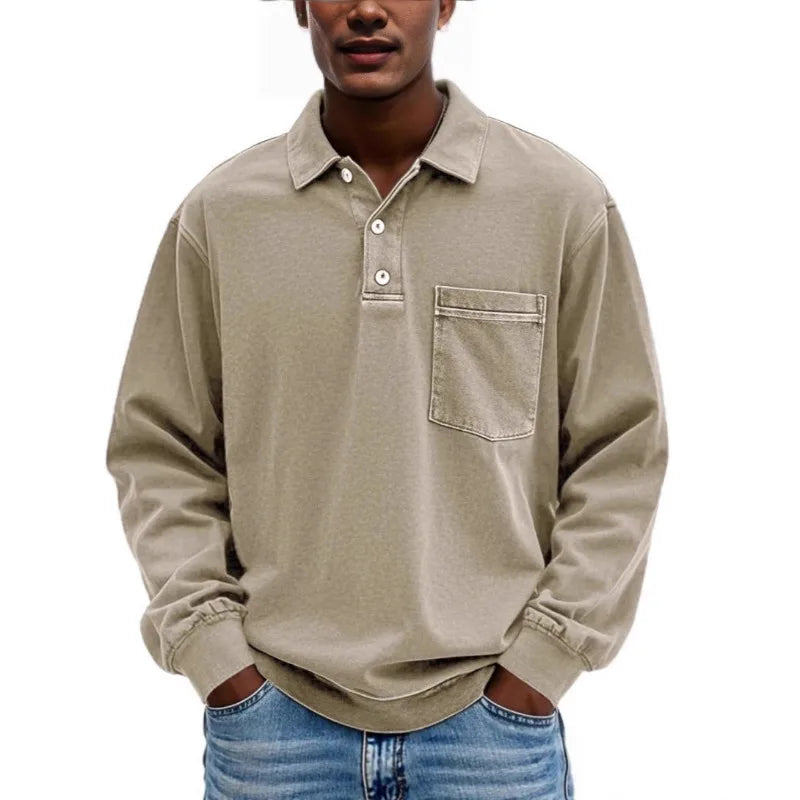 Jasper™ Poloshirt mit langen Ärmeln und Brusttasche