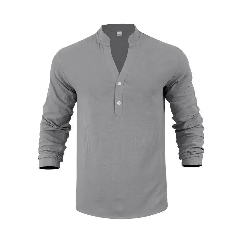 Orvian™ Hemd aus Premium-Leinen mit Minimalistischem Henley-Kragen