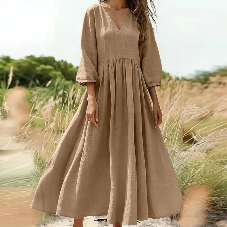 Maxikleid Arietta™ mit V-Ausschnitt, Hoher Taille und Weit Schwingendem Rock