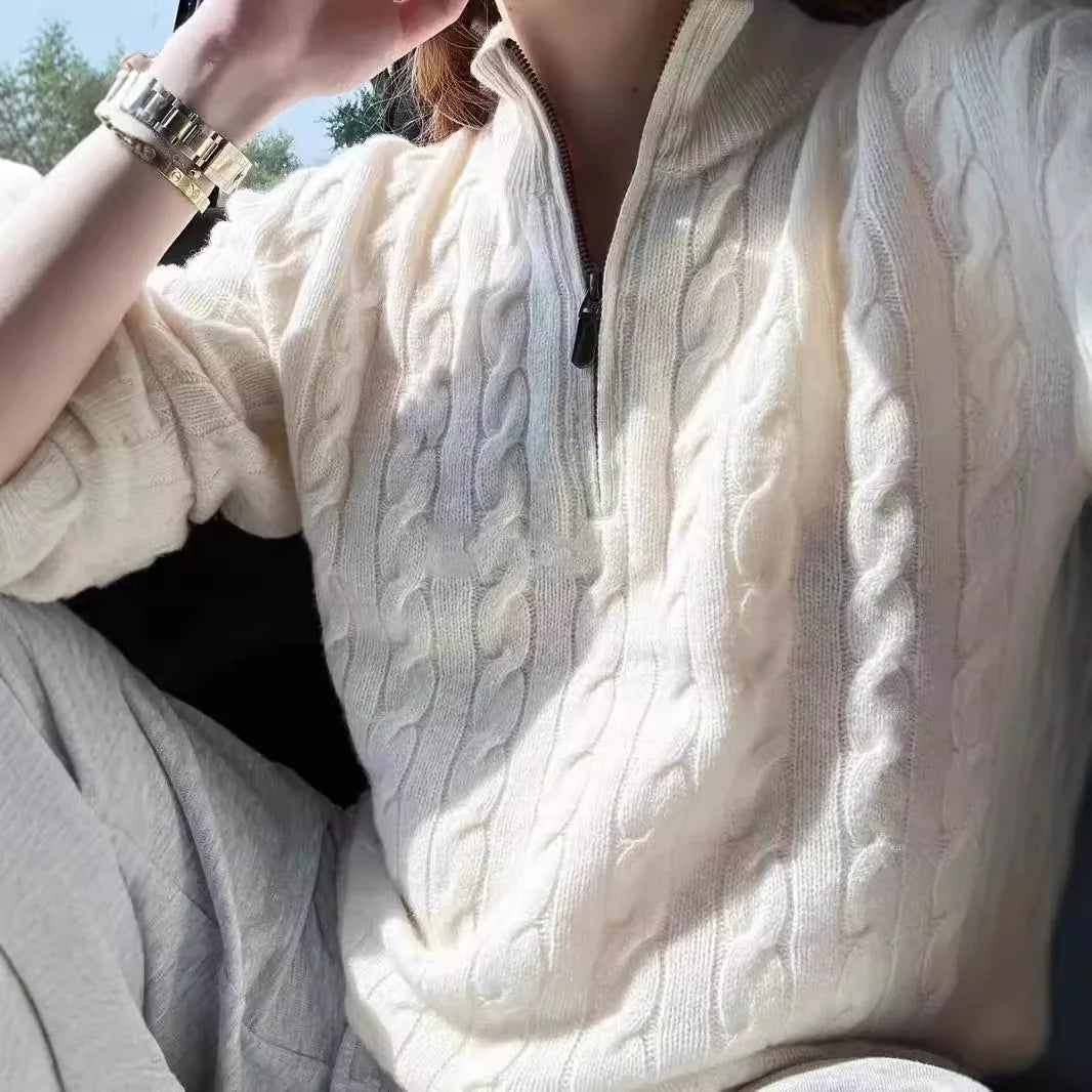 Mathilde™-Pullover aus Zopfstrick mit Hohem Kragen / Das Must-Have für Winterliche Looks mit Präsenz!