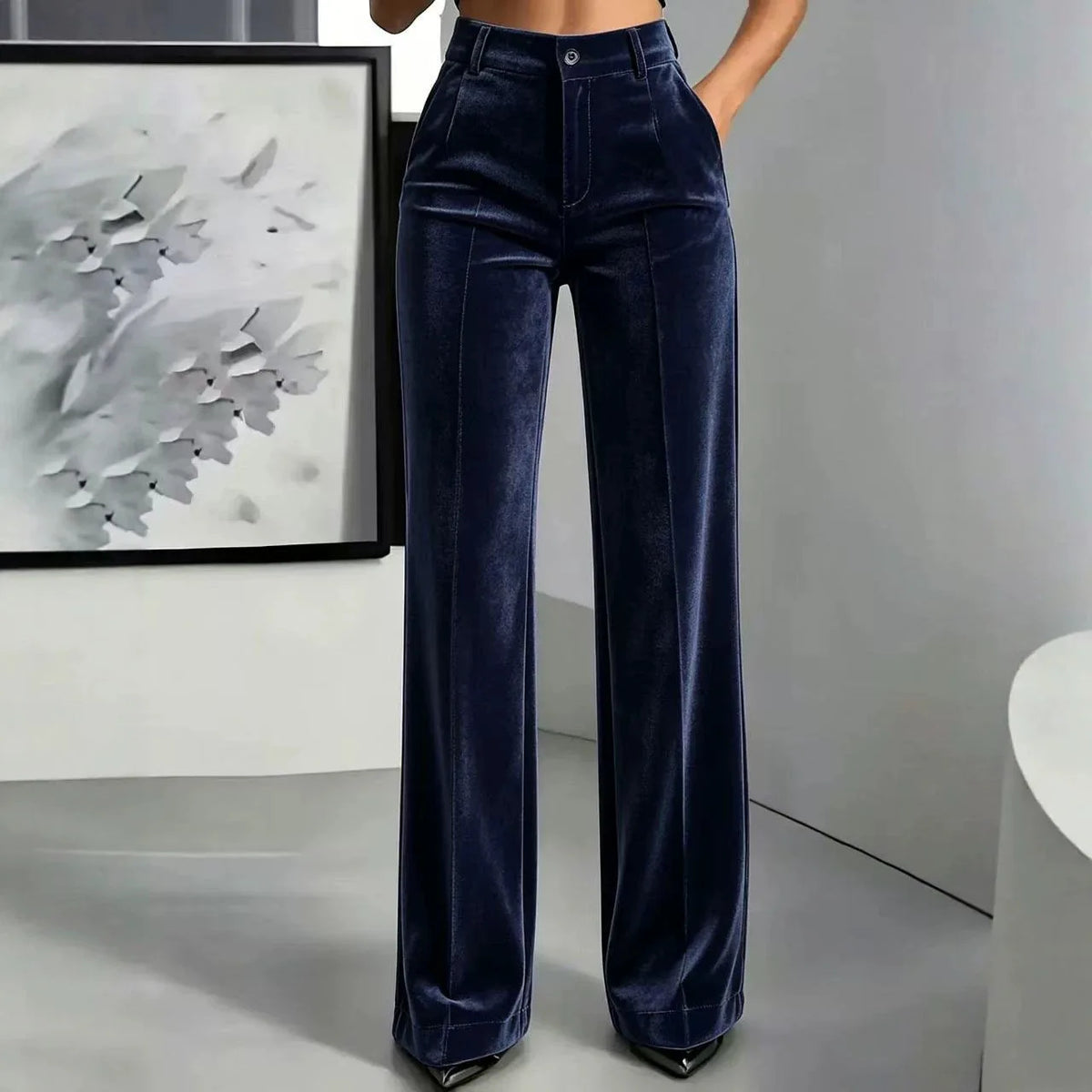 Lucerna™ Hose mit hoher Taille, samtiger Optik und Palazzo-Schnitt