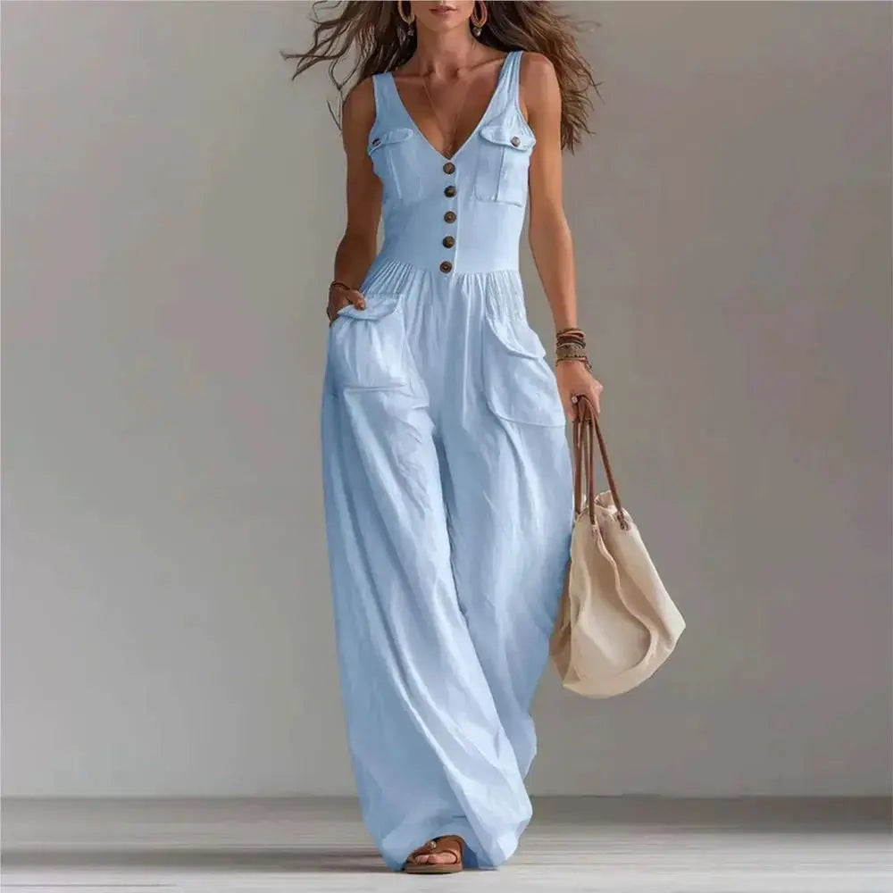Marvella™ Jumpsuit mit V-Ausschnitt und Palazzo-Hose