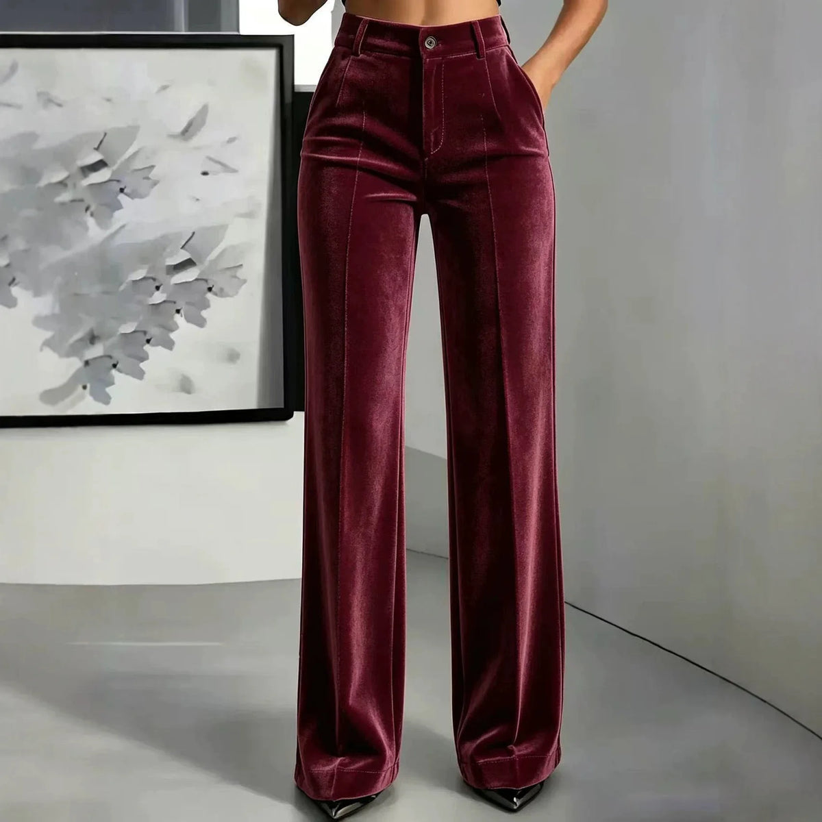Lucerna™ Hose mit hoher Taille, samtiger Optik und Palazzo-Schnitt