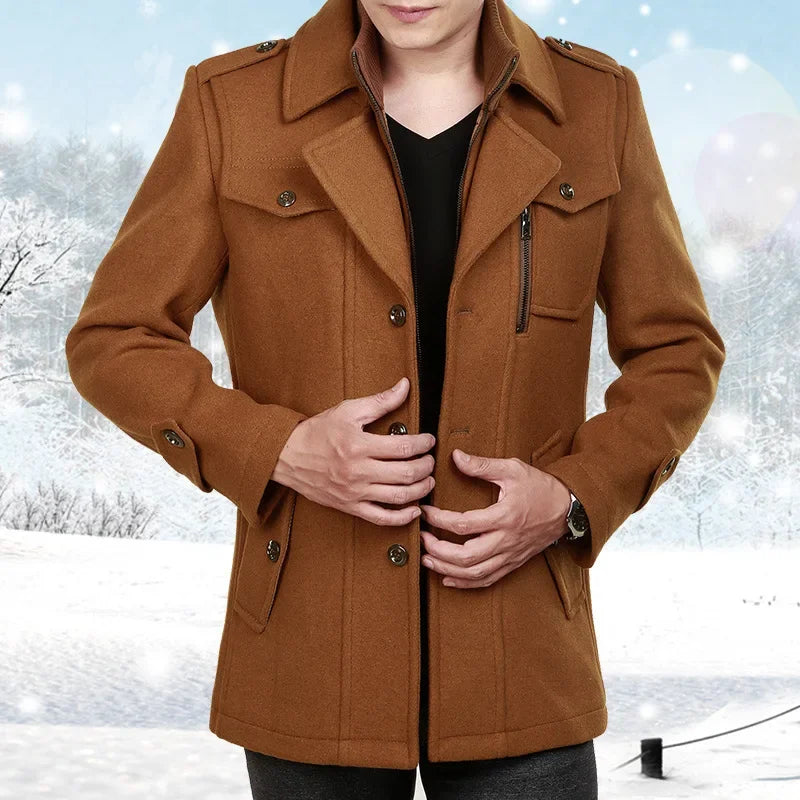 Arthur™ Premium-Wollmantel aus Walkwolle mit innerem Stehkragen und Reißverschluss
