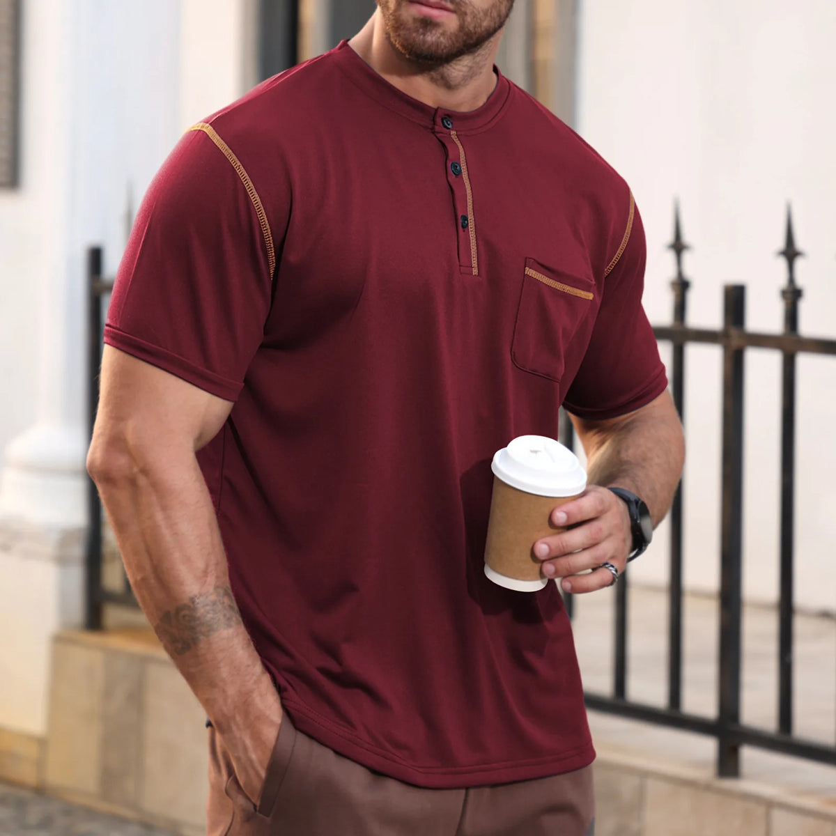 Torben™ Freizeitshirt mit Stehkragen und kontrastierenden Abschlüssen
