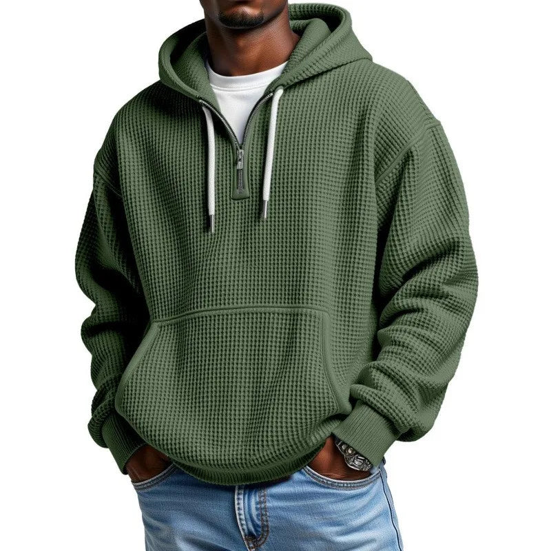 Hoodie Lennard™ mit feiner Waffelstruktur, Kapuze und Kängurutasche