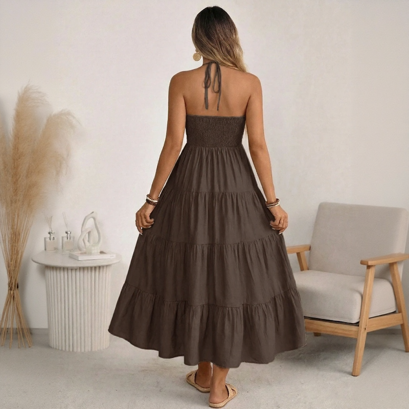 Solara Breeze™ Kleid Mit Halterneck-Ausschnitt und Weitem Stufenrock