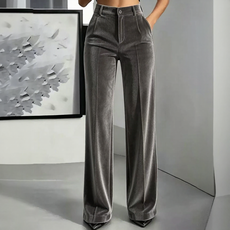 Lucerna™ Hose mit hoher Taille, samtiger Optik und Palazzo-Schnitt