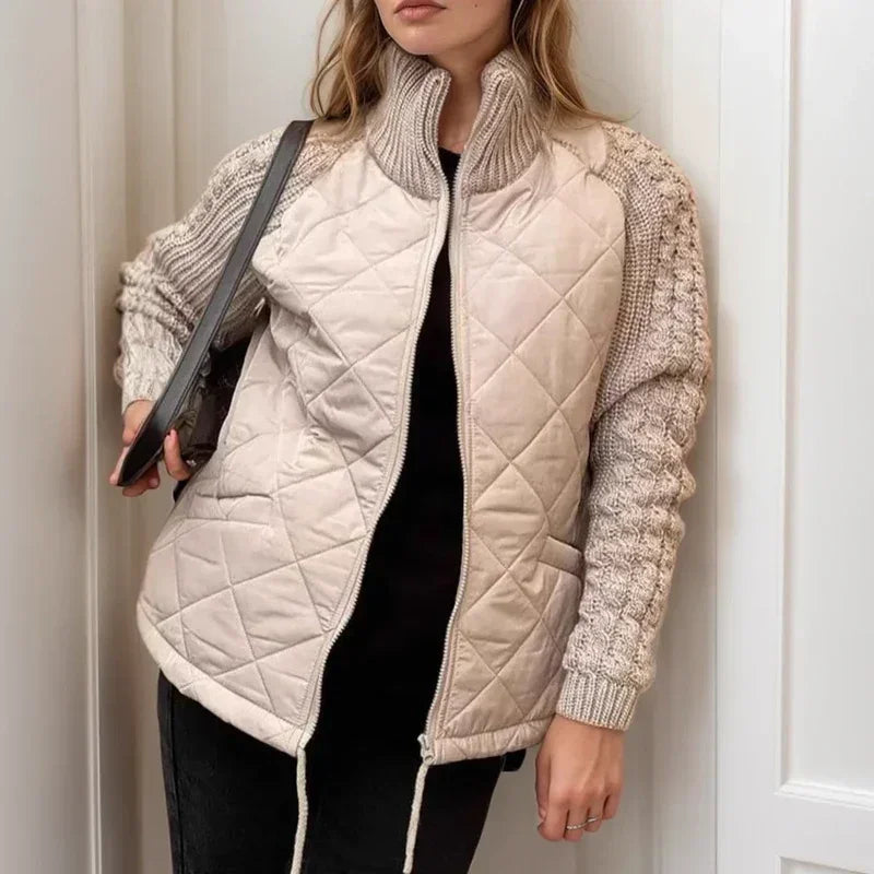 Norwegische weichgesteppte Jacke mit Strickdetails / Europäisches Design, das Stil verkörpert!