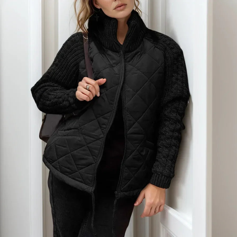 Norwegische weichgesteppte Jacke mit Strickdetails / Europäisches Design, das Stil verkörpert!