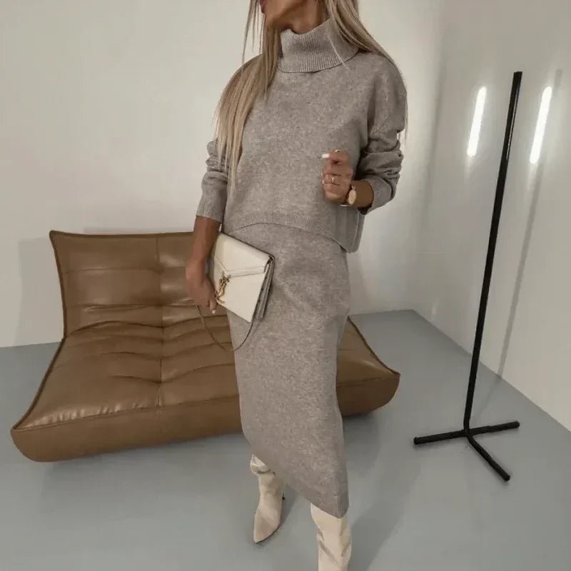 Winter Harmonie™ Grobstrick-Set mit Oversize-Bluse und Midirock / Die Schönheit des Winters in ihrer reinsten Form!