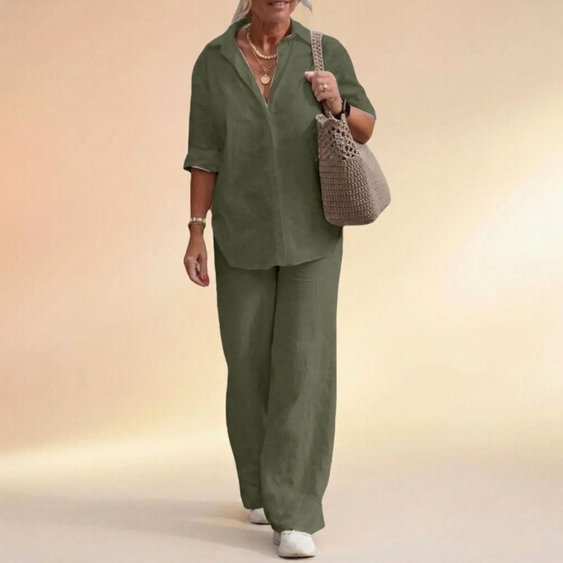 Cartagena™ Set aus Baumwollleinen mit Bluse mit seitlichen Schlitzen