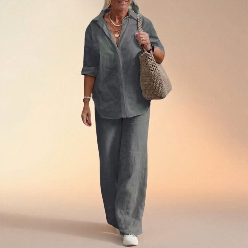 Cartagena™ Set aus Baumwollleinen mit Bluse mit seitlichen Schlitzen