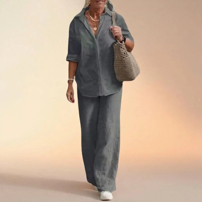 Cartagena™ Set aus Baumwollleinen mit Bluse mit seitlichen Schlitzen