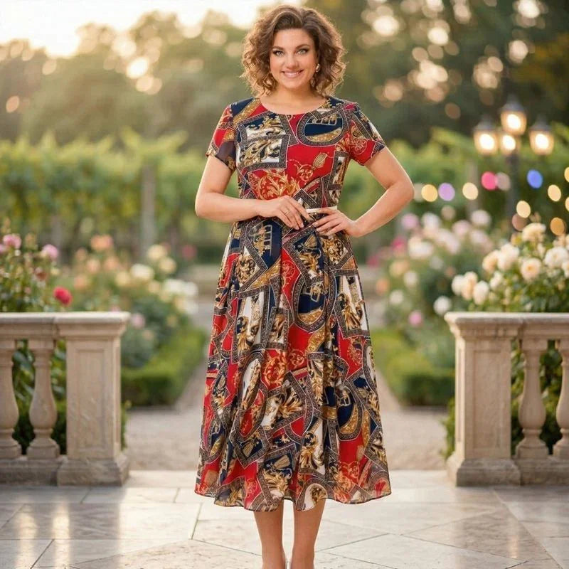 Malta™ Midikleid mit Barock-Print + Gratisgürtel