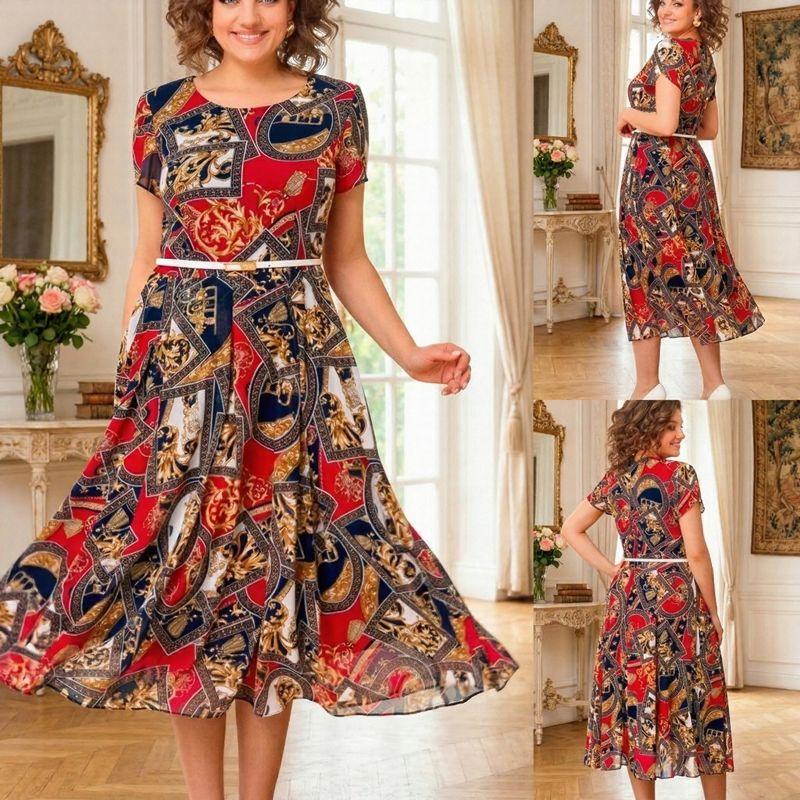 Malta™ Midikleid mit Barock-Print + Gratisgürtel