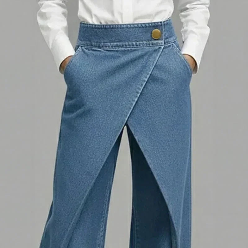 Anya™ Jeans mit Wickeleffekt und asymmetrischer Frontüberlappung