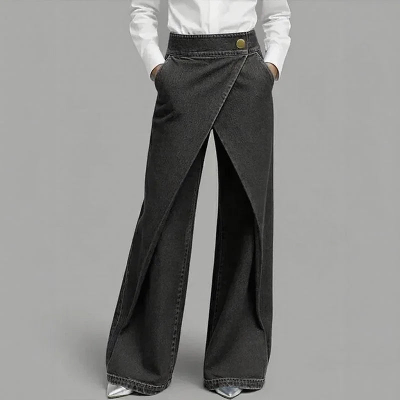 Anya™ Jeans mit Wickeleffekt und asymmetrischer Frontüberlappung