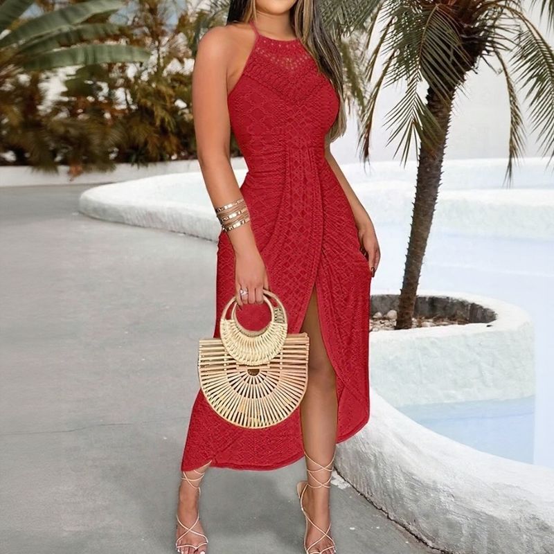 Solare™ Midikleid aus Lochspitze mit Frontschlitz