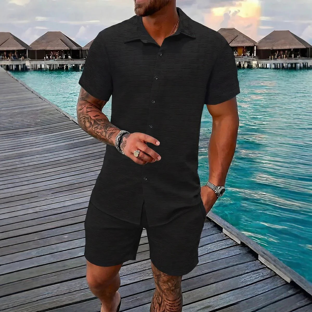 Hugo™ Premium-Set aus strukturiertem Stoff mit Button-up-Hemd