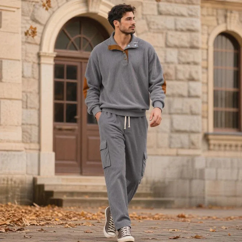 Lars™ Premium-Set aus strukturierter Strickware mit knöpfbarem Stehkragen-Oberteil