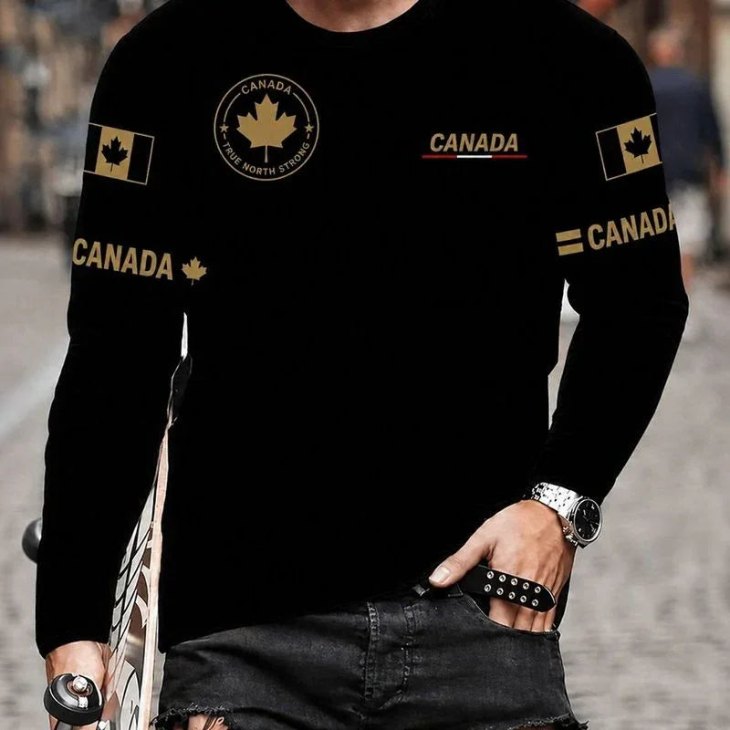 World™ Langarm-Slim-Fit-T-Shirt mit Länder-Prints