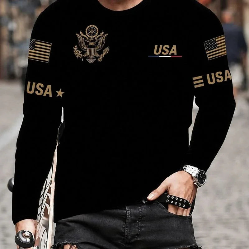 World™ Langarm-Slim-Fit-T-Shirt mit Länder-Prints