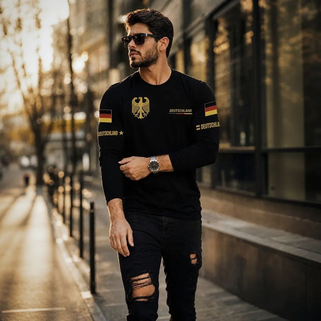 World™ Langarm-Slim-Fit-T-Shirt mit Länder-Prints