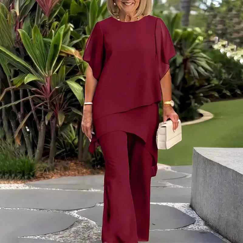 Giorgia™ Set – Bluse mit Lagen-Überwurf und minimalistischer Hose