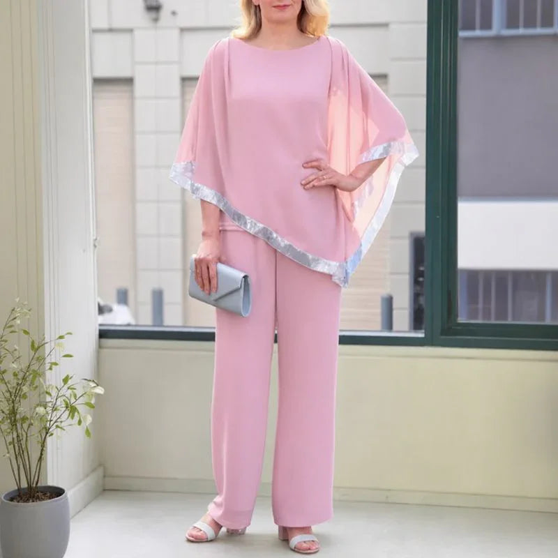 Lola™ Set Oversize-Bluse mit kontrastierendem silbernen Detail und Palazzohose