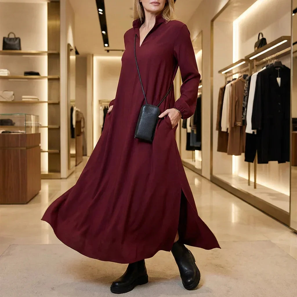 Lúmina™ Premium-Strickkleid mit Struktur und elegantem Ausschnitt