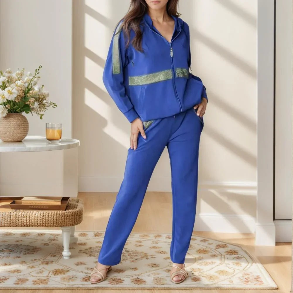 Stefany™ Set aus Superweichem Sweatshirt mit Dezentem Glanz / Komfort und Eleganz Für Frauen, die Bei Jeder Gelegenheit Glänzen!