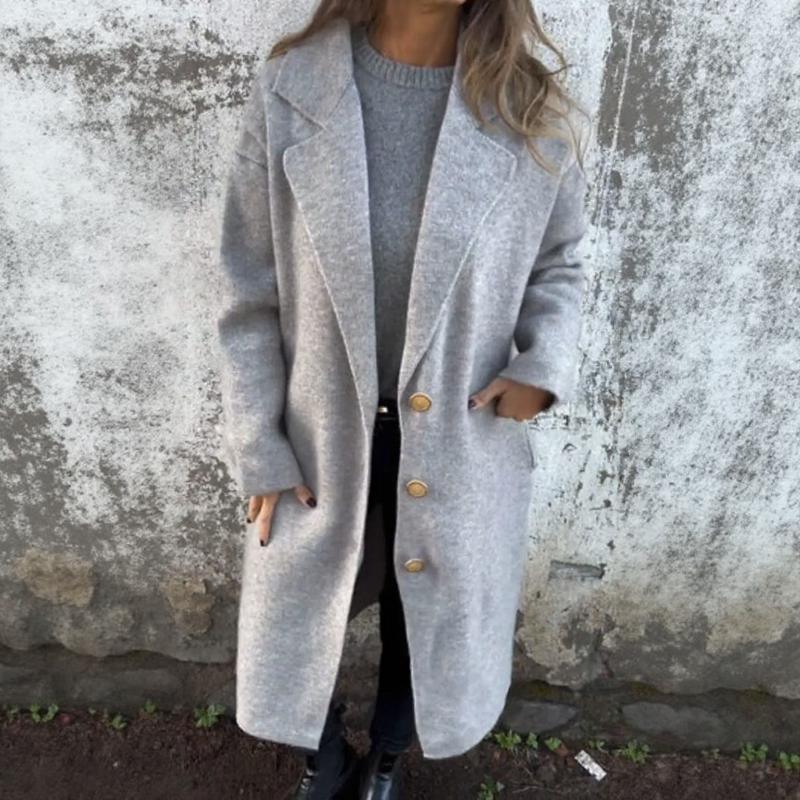 Eclair™ Mantel aus Gebürsteter Wolle mit Strukturiertem Revers und Klassischen Knöpfen / Zeitlose Eleganz, die mit Stil und Persönlichkeit Wärmt!