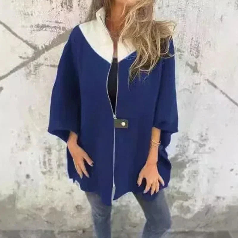 Georgia Flair™ Mantel mit kontrastierendem Kragen und lockerer Passform / Urbane Eleganz in ihrer authentischsten Form!