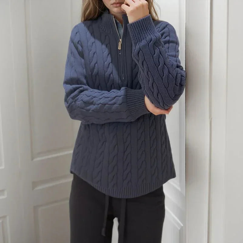 Mathilde™-Pullover aus Zopfstrick mit Hohem Kragen / Das Must-Have für Winterliche Looks mit Präsenz!