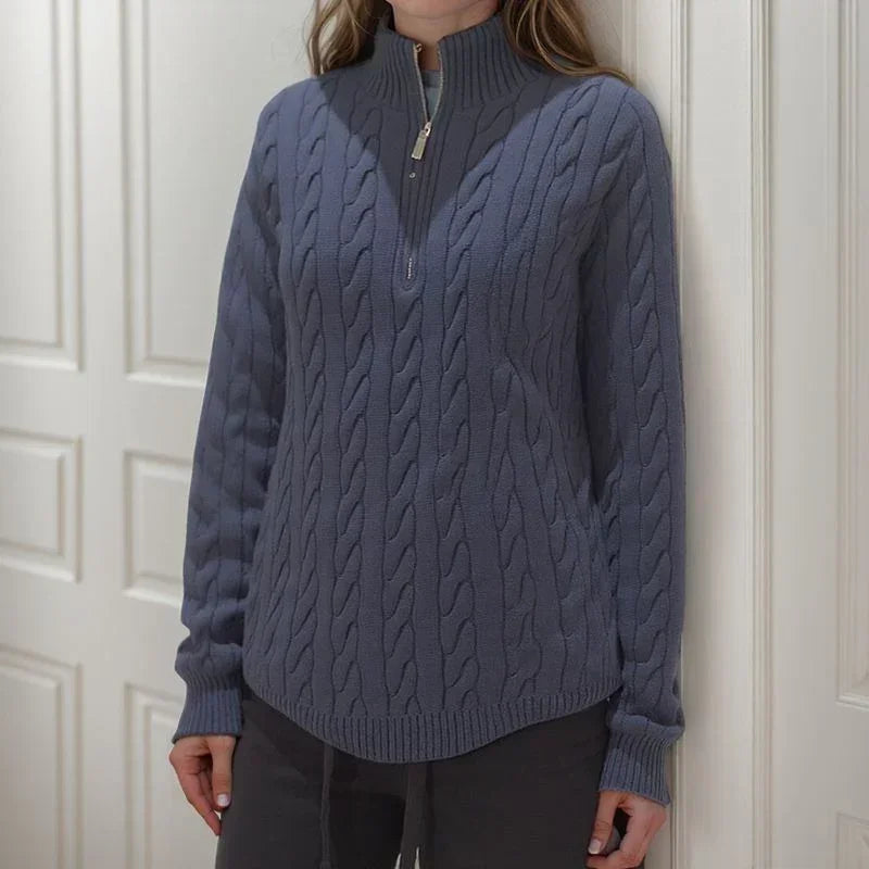 Mathilde™-Pullover aus Zopfstrick mit Hohem Kragen / Das Must-Have für Winterliche Looks mit Präsenz!