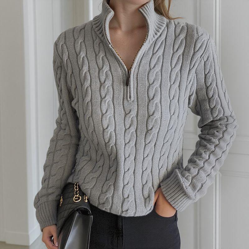 Mathilde™-Pullover aus Zopfstrick mit Hohem Kragen / Das Must-Have für Winterliche Looks mit Präsenz!