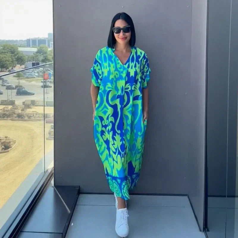 Oceania™ Viskose-Kleid mit weitem Schnitt und tropischem Print / Das Kleidungsstück, das Komfort und mühelose Schönheit vereint!
